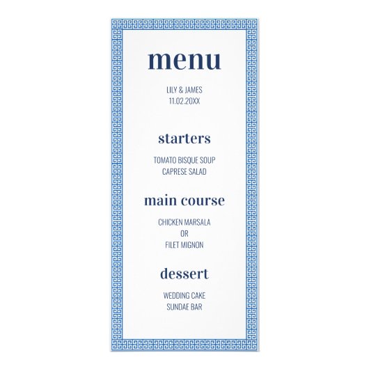Menu Mariage clé grec (Devant)