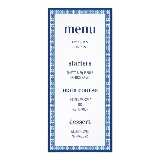 Menu Mariage clé grec (Devant)