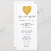 Menu Mariage Coeur Chic Gold Foil (Devant / Derrière)