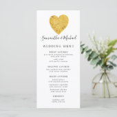 Menu Mariage Coeur Chic Gold Foil (Debout devant)