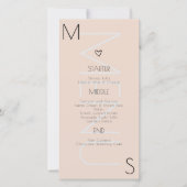 Menu Mariage Coeur monogramme (Devant)