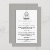 Menu Mariage Coeur vintage Birdcage (Devant / Derrière)