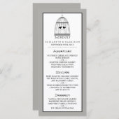 Menu Mariage Coeur vintage Birdcage (Devant / Derrière)