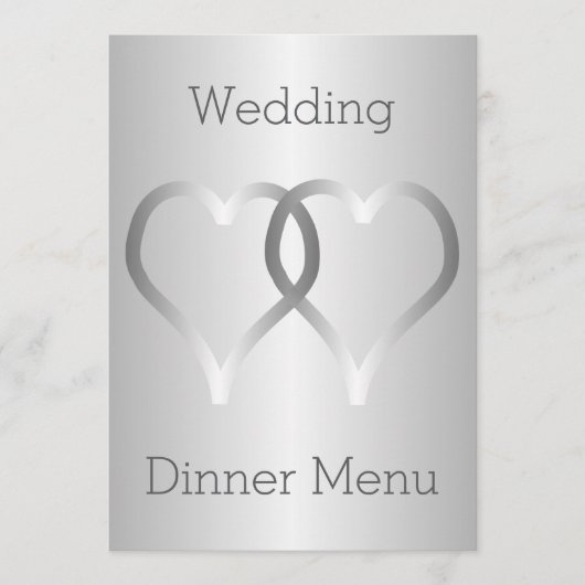 Menu mariage Coeurs argentés (Devant)