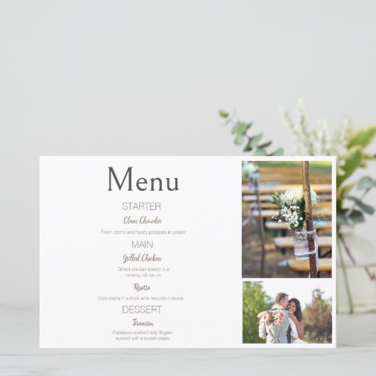 Menu Mariage Collage photo blanc (Debout devant)