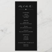 Menu Mariage Colorblock moderne | Blanc sur noir (Devant)