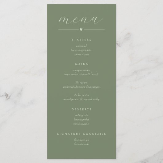 Menu Mariage Colorblock moderne | Sage foncé (Devant)