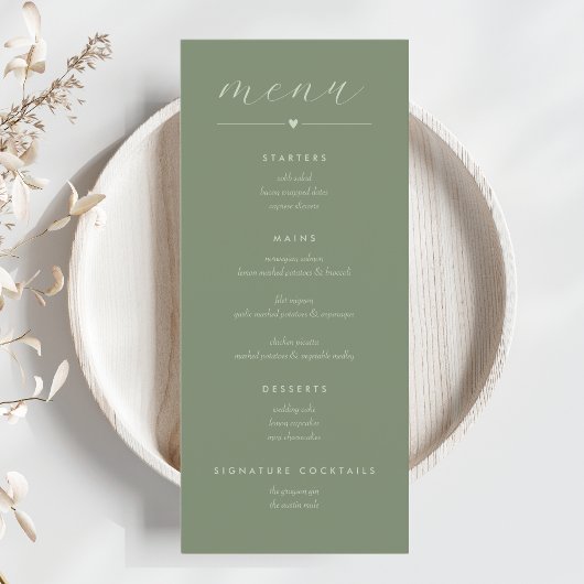 Menu Mariage Colorblock moderne | Sage foncé