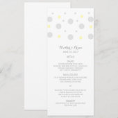 Menu Mariage Confetti Jaune Gris (Devant / Derrière)