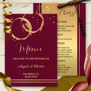 Menu Mariage Confetti pour le vin d'or