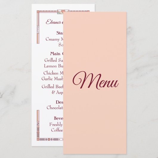 Menu Mariage conte de fée Art Déco (Devant / Derrière)