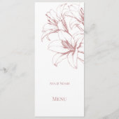 Menu Mariage Contour de Lys Rose (Devant)