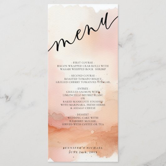 Menu mariage Cool RoseGold Watercolor (Devant)