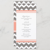 Menu mariage Coral Grey Chevron (Devant / Derrière)