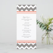 Menu mariage Coral Grey Chevron (Debout devant)