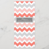 Menu mariage Coral Grey Chevron (Dos)