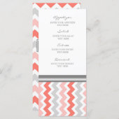 Menu mariage Coral Grey Chevron (Devant / Derrière)