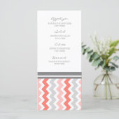Menu mariage Coral Grey Chevron (Debout devant)