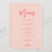 Menu Mariage Coral Lettré À La Main Chic (Devant / Derrière)