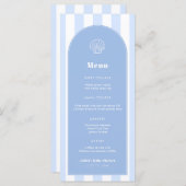 Menu Mariage Côtier Bleu Et Blanc Simple Clam Shell (Devant / Derrière)