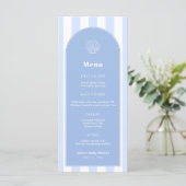 Menu Mariage Côtier Bleu Et Blanc Simple Clam Shell (Debout devant)