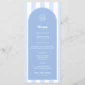 Menu Mariage Côtier Bleu Et Blanc Simple Clam Shell (Devant)