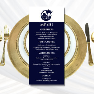 Menu Mariage côtier de la marine et du palmier blanc