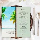Menu Mariage côtier Retro Tropical Beach Palm Tree