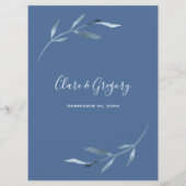 Menu Mariage couleur bleu et blanc (Dos)