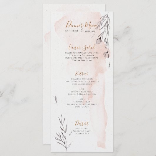 Menu Mariage couleur gris brun - Pêche (Devant / Derrière)