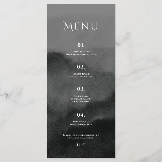 Menu Mariage couleur noir Misty Mountain (Devant)