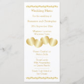 Menu Mariage couleur or de conception de coeur (Devant)