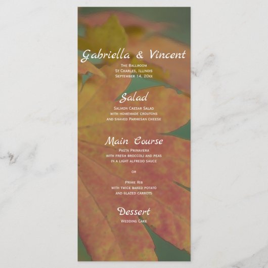 Menu Mariage Couleurs d'automne (Devant)
