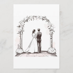 Menu Mariage Couple Élégant à la Ligne Fine Art avec Ar