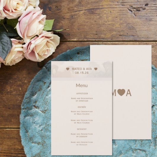 Menu mariage Couple Monogramme