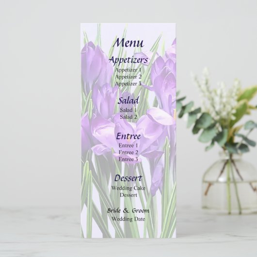 Menu Mariage Crocus violets (Debout devant)