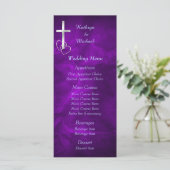 Menu Mariage Croix-Chrétienne d'Argent Violet (Debout devant)