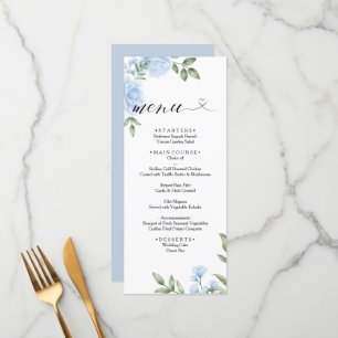 Menu Mariage CRYSTAL / Rose bleu Aquarelle Floral