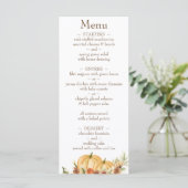 Menu Mariage d'adresse de retour de citrouille d'aquare (Debout devant)