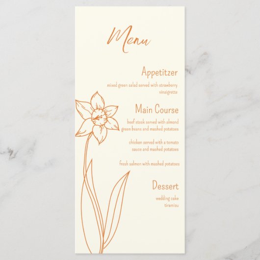 Menu Mariage Daffodique (Devant)