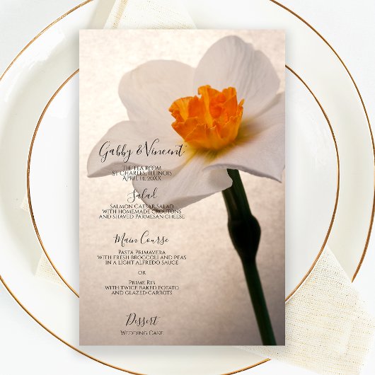 Menu Mariage Daffodique de printemps blanc