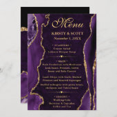 Menu Mariage d'agate de Parties scintillant de violet e (Devant / Derrière)