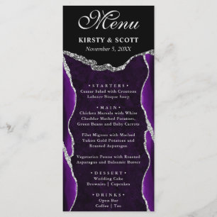 Menu Mariage d'agate de Parties scintillant violet et a
