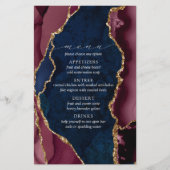 Menu Mariage d'agate Marine, Bourgogne et Or (Devant)