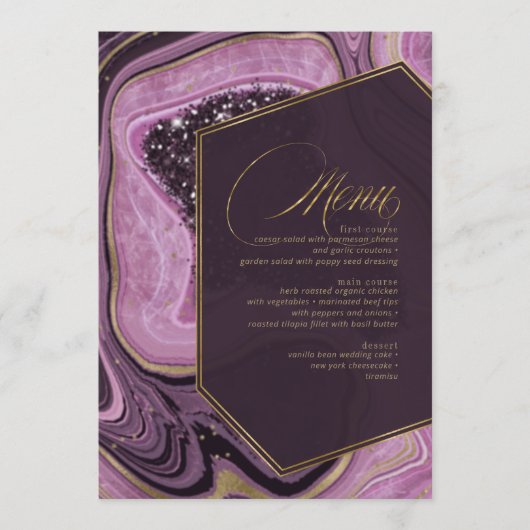 Menu Mariage d'âge Abstrait V1 Mauve ID827 (Devant)