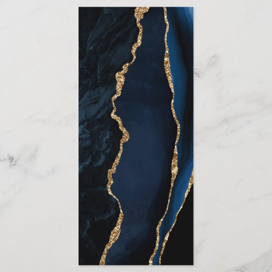 Menu Mariage d'âge bleu or de la marine moderne (Dos)