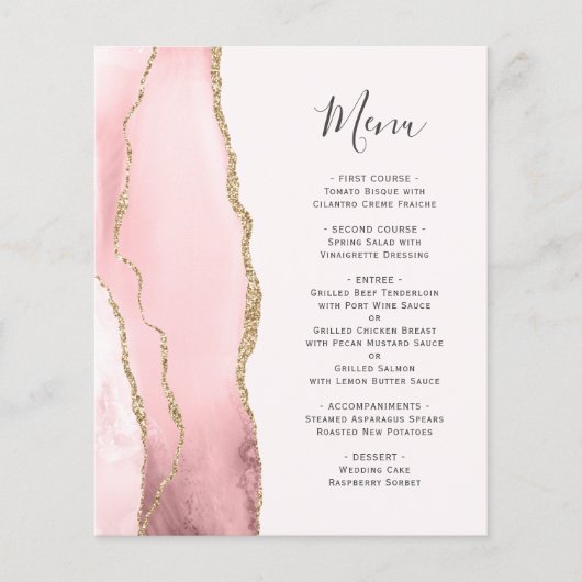 Menu Mariage d'âge d'or rose Budget (Devant)