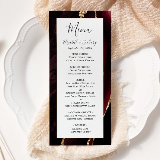 Menu Mariage d'âge or de Bourgogne moderne