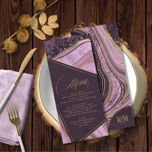 Menu Mariage d'agrégation Abstrait V2 Mauve ID827