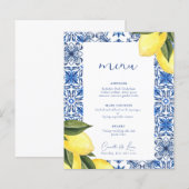 Menu mariage d'agrumes méditerranéens bleus (Devant / Derrière)